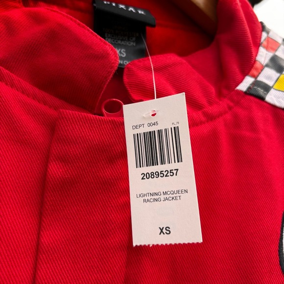 Men's Biker Disney Pixar Cars Lightning Mcqueen Racing Red Jacket Size XS New - Picture 12 of 16